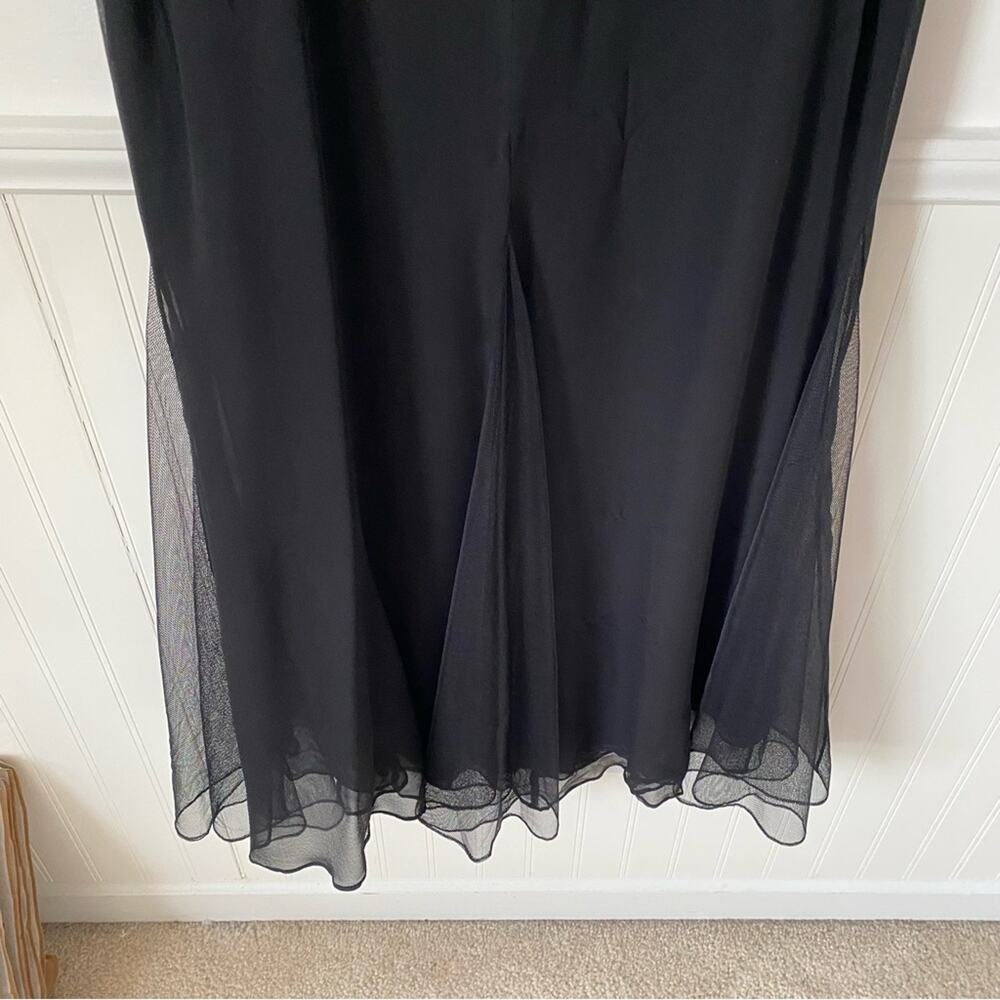 Vera Wang White Gold Label Black Silk Mesh Gown size 2 Beaded Waist Bow - Picture 4 of 8